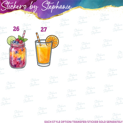 (s02-442) Alcohol Drinks Graphic Iron-On Transfer or Sticker