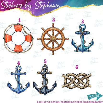 (s02-443) Anchor Watercolor Graphic Iron-On Transfer or Sticker
