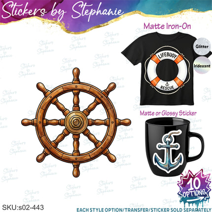 (s02-443) Anchor Watercolor Graphic Iron-On Transfer or Sticker