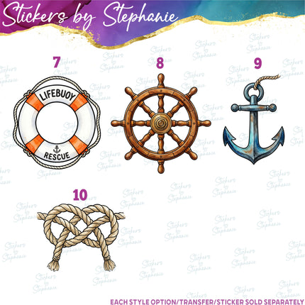 (s02-443) Anchor Watercolor Graphic Iron-On Transfer or Sticker