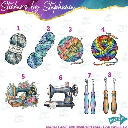 (s02-445) Crafts Crochet Yarn Graphic Iron-On Transfer or Sticker