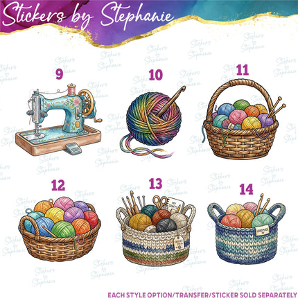 (s02-445) Crafts Crochet Yarn Graphic Iron-On Transfer or Sticker