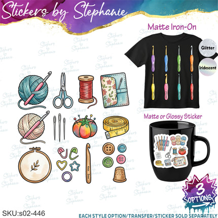 (s02-446) Crafts Sewing Bundle Set Iron-On Transfer or Sticker