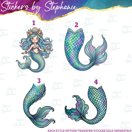 (s02-449) Mermaid Tail Graphic Iron-On Transfer or Sticker