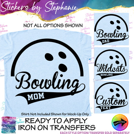 (s05-005) Bowling Team Name Text Custom Iron-On Transfer