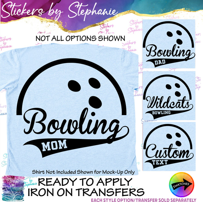 (s05-005) Bowling Team Name Text Custom Iron-On Transfer