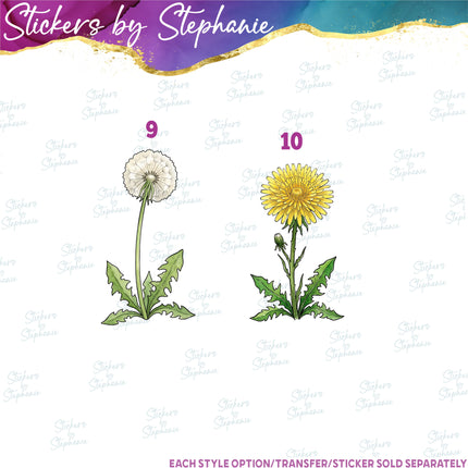 (s02-060) Dandelion Watercolor Dandelions Graphic Iron-On Transfer or Sticker