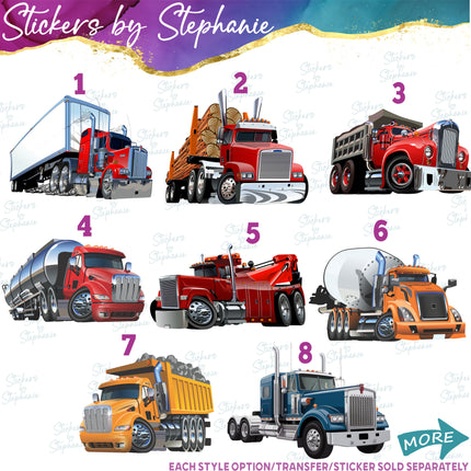 (s02-071) Semi Truck Log Tanker Graphic Iron-On Transfer or Sticker