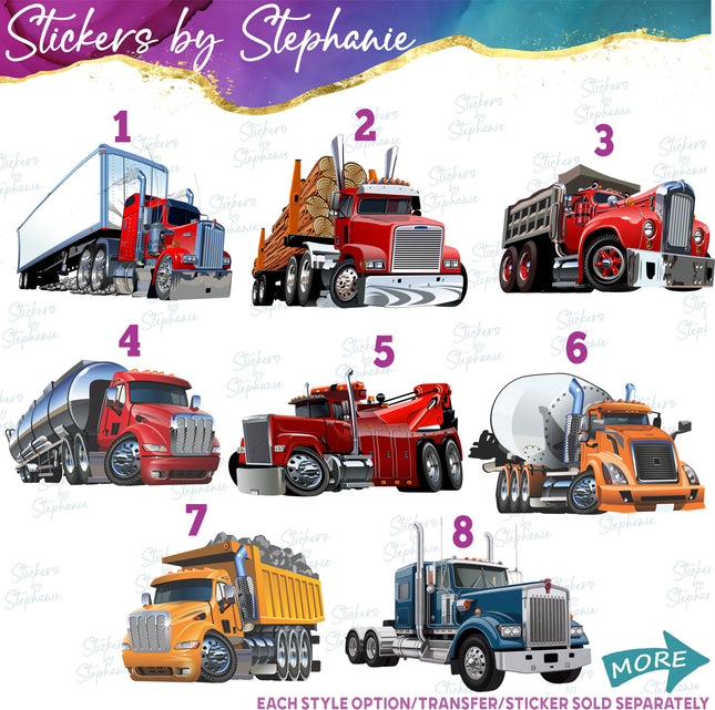 (s02-071) Semi Truck Log Tanker Graphic Iron-On Transfer or Sticker