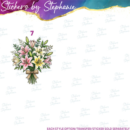 (s02-093) Stargazer Lily Lillies Flowers Graphic Iron-On Transfer or Sticker