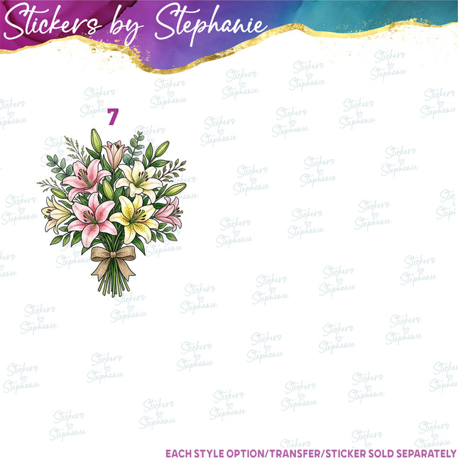 (s02-093) Stargazer Lily Lillies Flowers Graphic Iron-On Transfer or Sticker