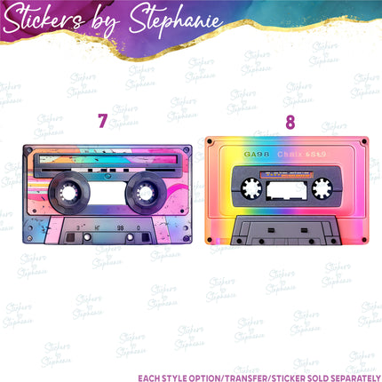 (s02-096) Colorful Music Cassette Tape Graphic Iron-On Transfer or Sticker