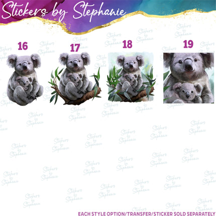 (s02A-119) Koala Watercolor Graphic Iron-On Transfer or Sticker