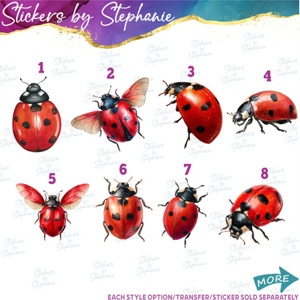 (s02A-123) Watercolor Ladybug Iron-On Transfer or Sticker