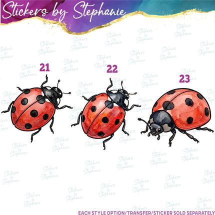 (s02A-123) Watercolor Ladybug Iron-On Transfer or Sticker