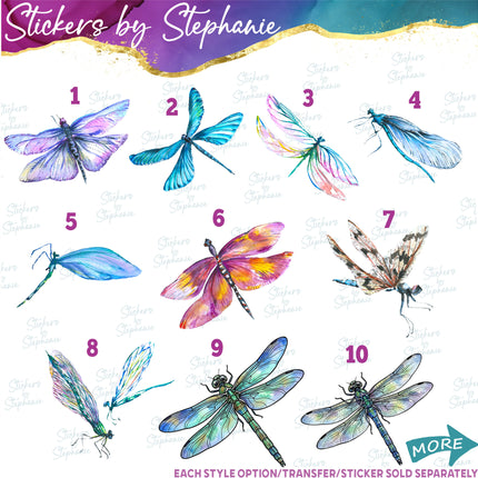 (s02A-135) Watercolor Dragonfly Dragonflies Iron-On Transfer or Sticker