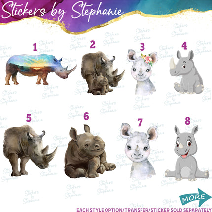 (s02A-148) Rhino Rhinoceros Illustrated Graphic Iron-On Transfer or Sticker