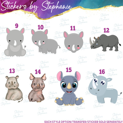 (s02A-148) Rhino Rhinoceros Illustrated Graphic Iron-On Transfer or Sticker