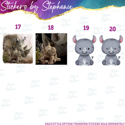 (s02A-148) Rhino Rhinoceros Illustrated Graphic Iron-On Transfer or Sticker