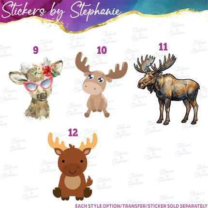 (s02A-161) Cartoon illustrated Moose Iron-On Transfer or Sticker