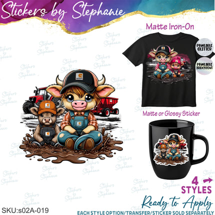 (s02A-019) Mom Baby Boy Girl Cow Iron-On Transfer or Sticker