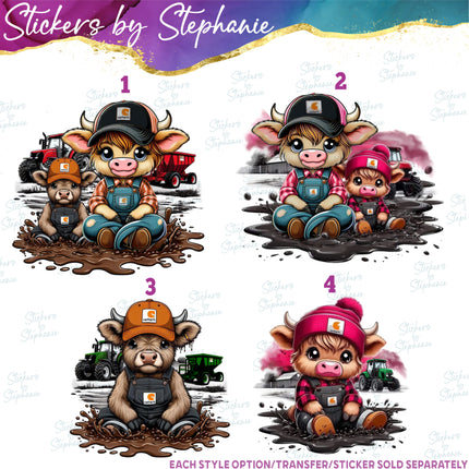 (s02A-019) Mom Baby Boy Girl Cow Iron-On Transfer or Sticker