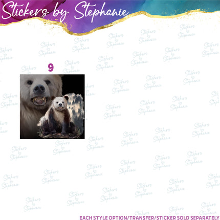 (s02A-214) Black Moon Bear Graphic Iron-On Transfer or Sticker