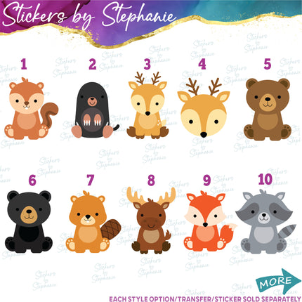 (s02A-215) Forest Woodland Animals Graphic Iron-On Transfer or Sticker