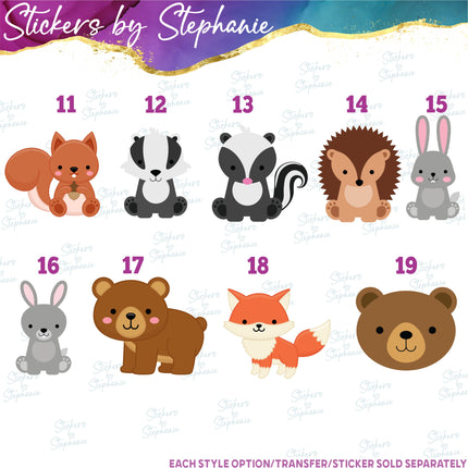 (s02A-215) Forest Woodland Animals Graphic Iron-On Transfer or Sticker
