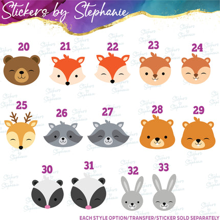 (s02A-215) Forest Woodland Animals Graphic Iron-On Transfer or Sticker