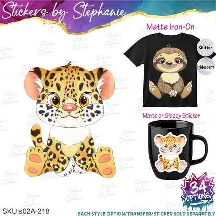 (s02A-218) Baby Safari Animals Iron-On Transfer or Sticker