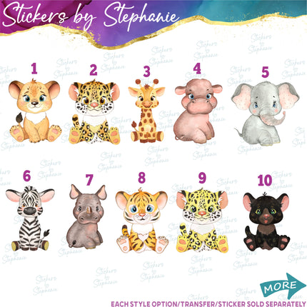 (s02A-218) Baby Safari Animals Iron-On Transfer or Sticker