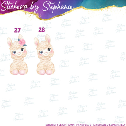 (s02A-222) Llama Alpaca Illustrated Iron-On Transfer