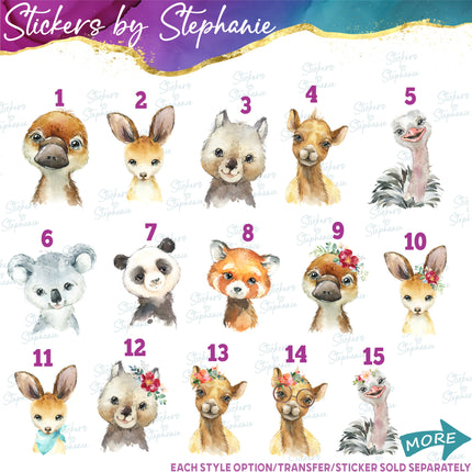 (s02A-234) Baby Australian Animals Koala Kangaroo Platypus Watercolor Graphic Iron-On Transfer or Sticker