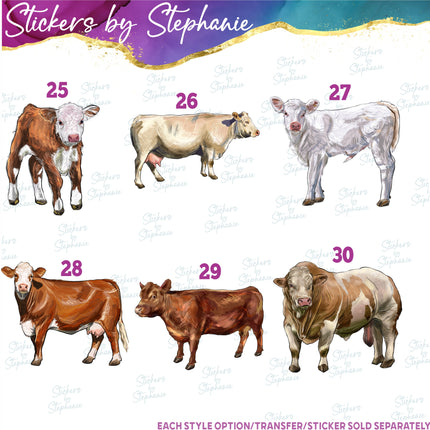 (s02A-240) Cow Head Illustrated Graphic Iron-On Transfer or Sticker
