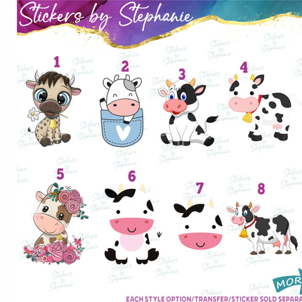 (s02A-241) Baby Cow Illustrated Graphic Iron-On Transfer or Sticker