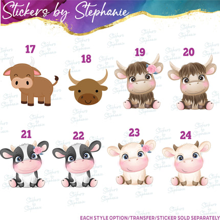 (s02A-241) Baby Cow Illustrated Graphic Iron-On Transfer or Sticker