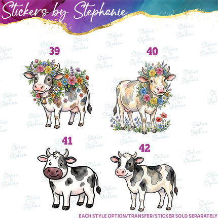 (s02A-241) Baby Cow Illustrated Graphic Iron-On Transfer or Sticker