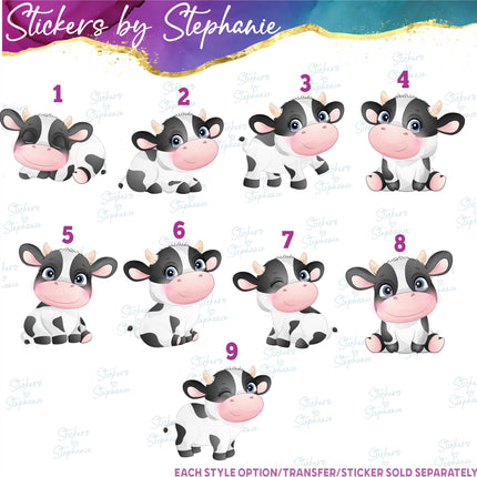 (s02A-242) Black White Cow Iron-On Transfer or Sticker