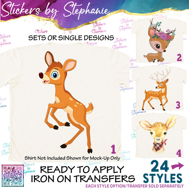 (s02A-245) Baby Deer Fawn Graphic Iron-On Transfer or Sticker
