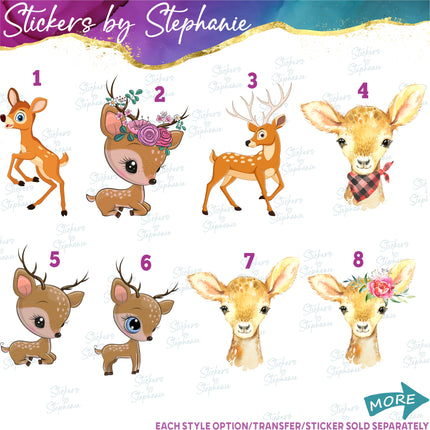 (s02A-245) Baby Deer Fawn Graphic Iron-On Transfer or Sticker