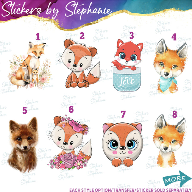 (s02A-258) Fox Red Foxes Graphic Iron-On Transfer or Sticker