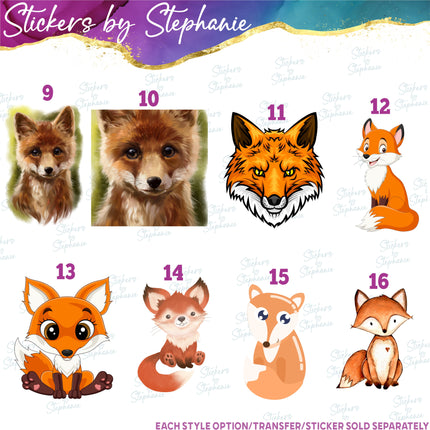 (s02A-258) Fox Red Foxes Graphic Iron-On Transfer or Sticker