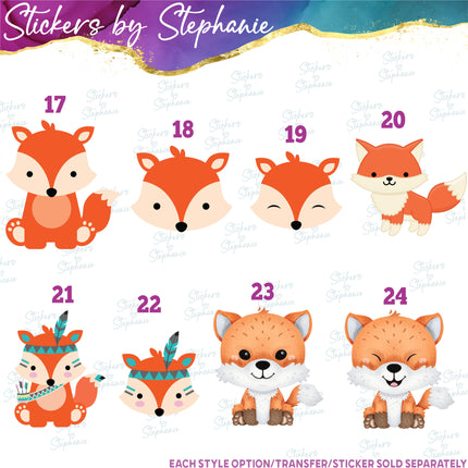 (s02A-258) Fox Red Foxes Graphic Iron-On Transfer or Sticker