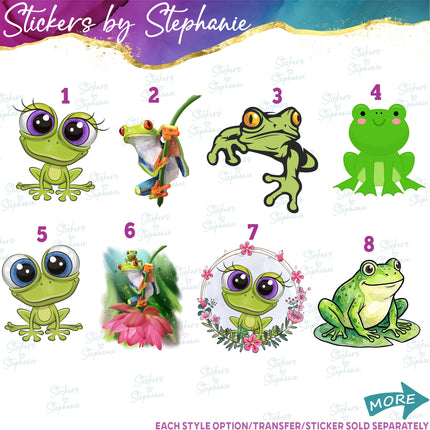 (s02A-261) Frog Cartoon Illustrated Graphic Iron-On Transfer or Sticker