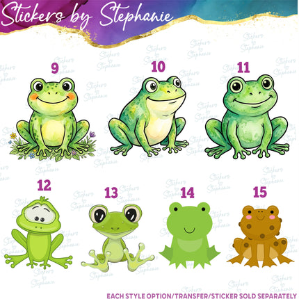 (s02A-261) Frog Cartoon Illustrated Graphic Iron-On Transfer or Sticker