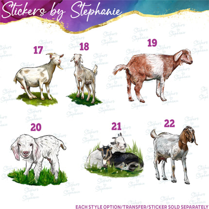 (s02A-267) Goat Kid Head Illustrated Graphic Iron-On Transfer or Sticker