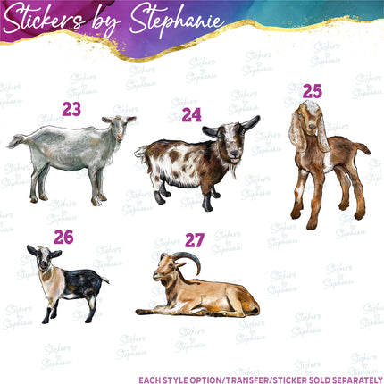 (s02A-267) Goat Kid Head Illustrated Graphic Iron-On Transfer or Sticker