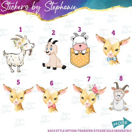 (s02A-268) Goat Illustrated Graphic Iron-On Transfer or Sticker