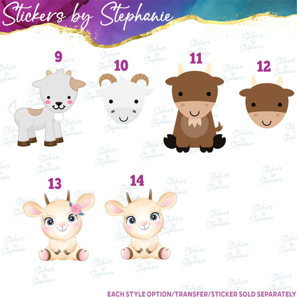 (s02A-268) Goat Illustrated Graphic Iron-On Transfer or Sticker